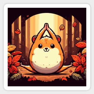 Cute cartoon fall hamster yoga Sticker